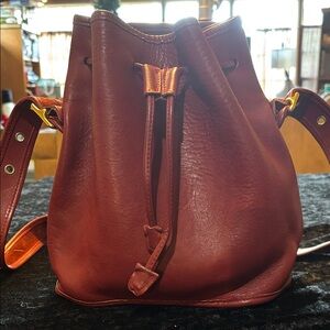 Elegant Burgundy Leather Bucket Bag